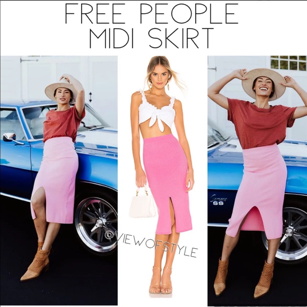 Free People Skyline pink midi skirt